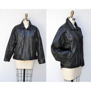 Vintage Black Leather Motorcycle Jacket - Biker Mens - Edwin Company M